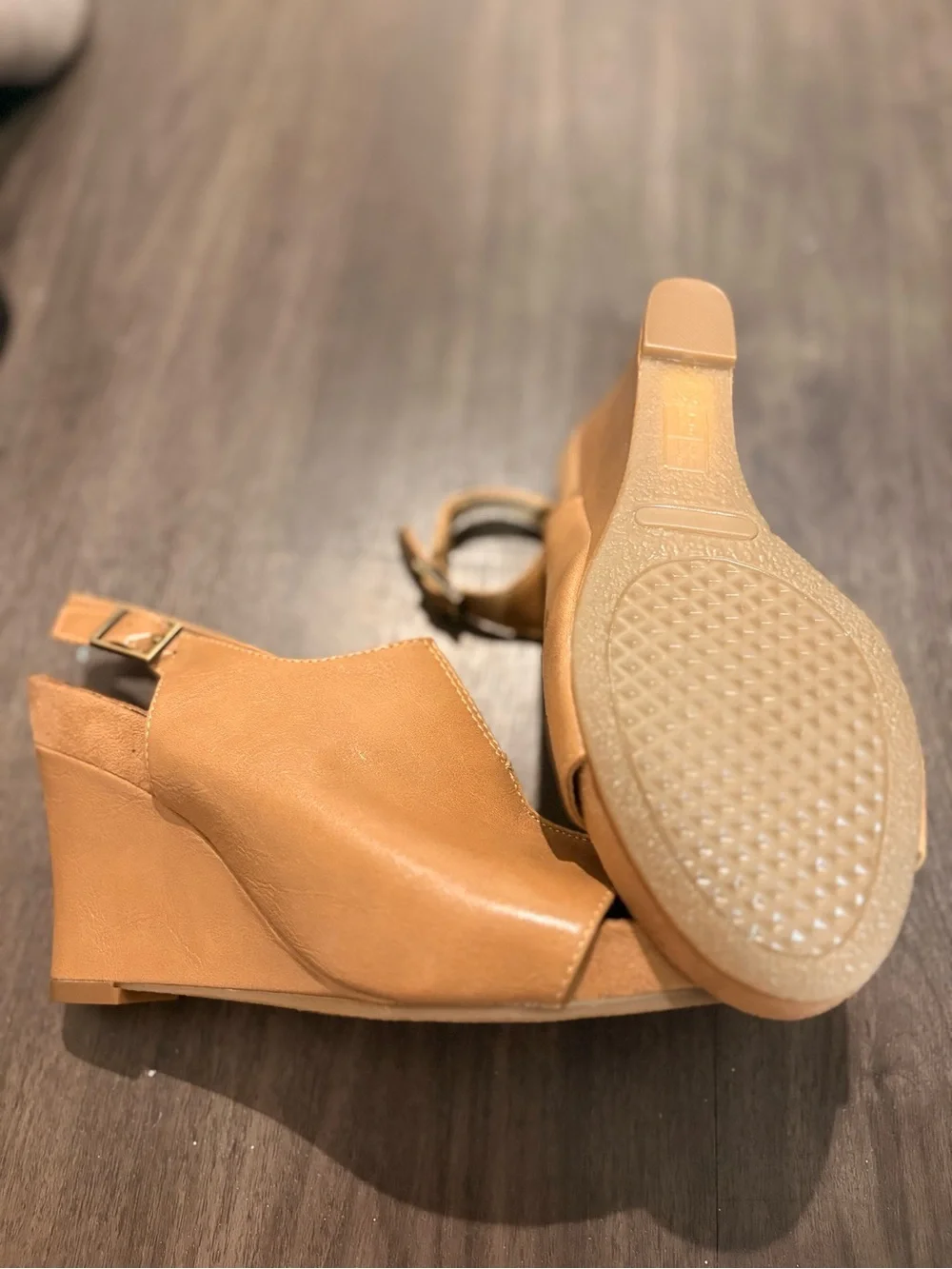 Women's Tan Wedge Slingback Sandals